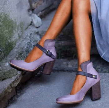 Zapatos de mujer Sandalias del Verano del Alto Talón de los Zapatos de Hebilla de la PU de Cuero de Gladiador de Lujo Zapatos de las Mujeres de los Diseñadores de Zapatos De Mujer E37