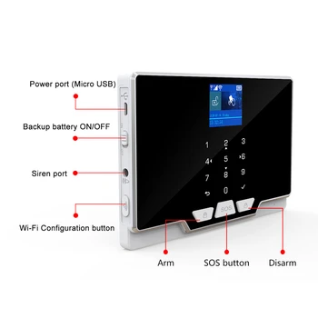 Zonan Tuya Wifi Gsm Sistema de Alarma de 433MHz Casa del Ladrón 1.8 Pantalla de Color TFT de 6 Luces de estado de Ánimo Aplicaciones de Control de Alarma de Seguridad Inalámbrica