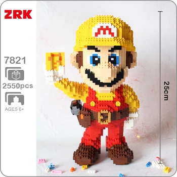 ZRK 7821 Video Juego Super Mario Amarillo Mario Figura Modelo 3D de BRICOLAJE 2550pcs Diamante Mini Construcción de Pequeños Bloques de Ladrillos de Juguete sin Caja