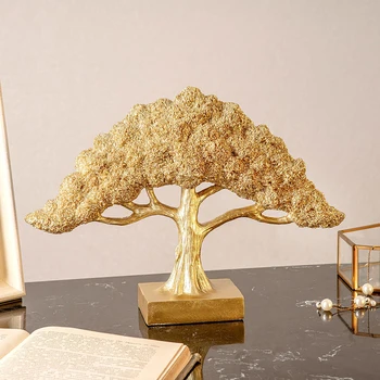 Árbol de dinero decorativos estatua de Resina de oro de la suerte de árbol de vaca de efectivo de los negocios de artesanía nueva Decoración del hogar, regalos de la oficina de la decoración del arte de la escultura